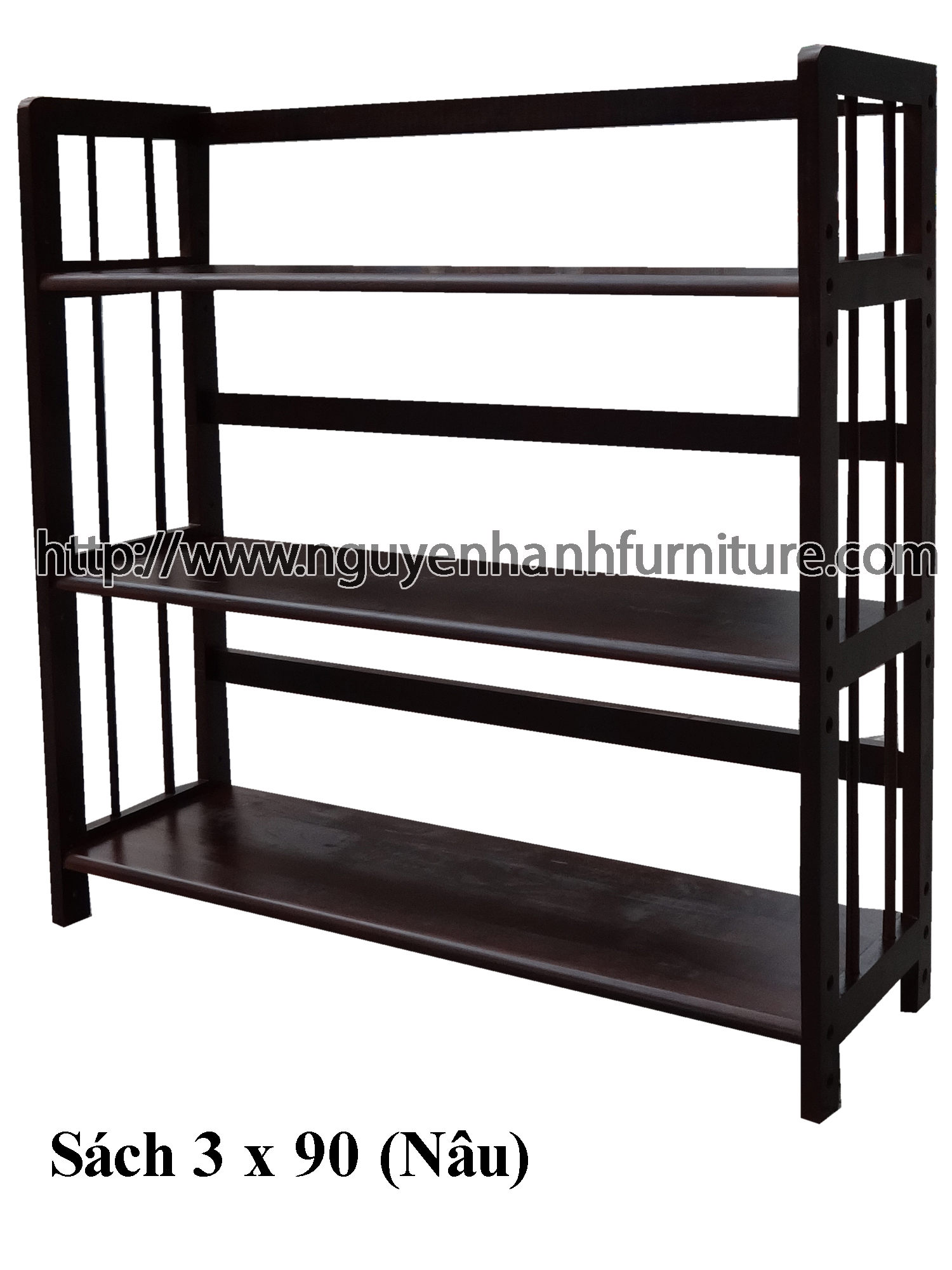 Name product: Triple storey Adjustable Bookshelf 90 (Brown) - Dimensions: 93 x 28 x 90 (H) - Description: Wood natural rubber